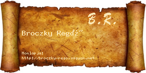 Broczky Regő névjegykártya